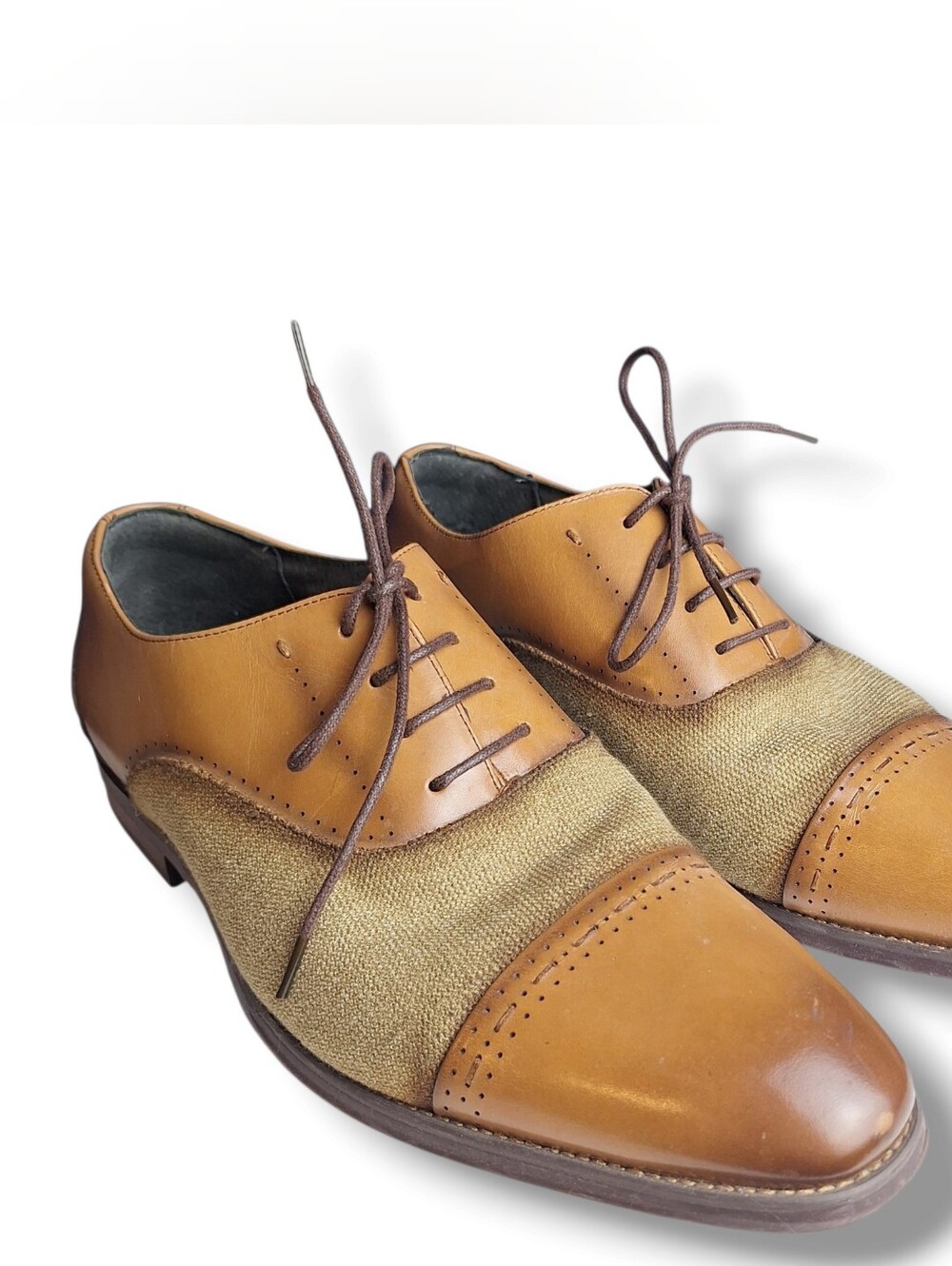 Stacy Adams Barrington Mens Cap Toe Oxfords Tan Leather Dress Shoes Size 11